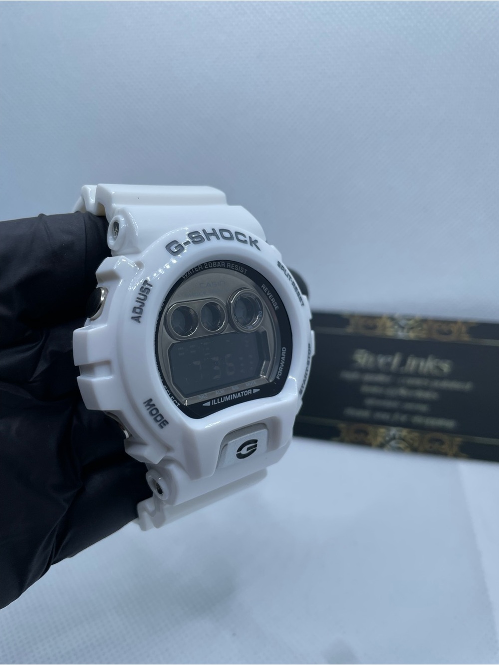 G-Shock White Digital Sports Watch with Black LCD Accents